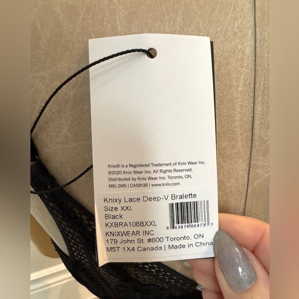 NWT KNIX Lace Deep V Bralette, Black (XXL) - Picture 10 of 11
